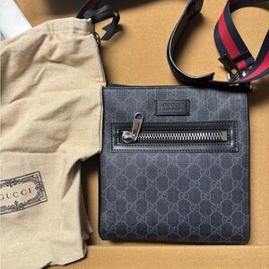 Gucci Black and Red Monogram Messenger Bag